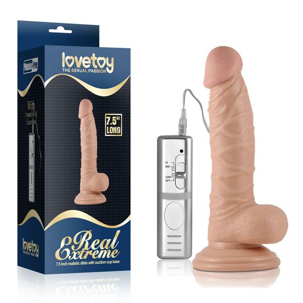 7.5"" Real Extreme Vibrating Dildo Flesh zdjęcie 1