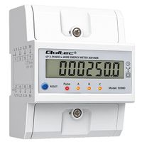 Qoltec Licznik Energii 3-fazowy LCD/LED 100A DIN 4P RESET