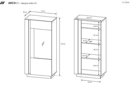 Witryna niska ALTO biały połysk + dąb grandon na Arena.pl
