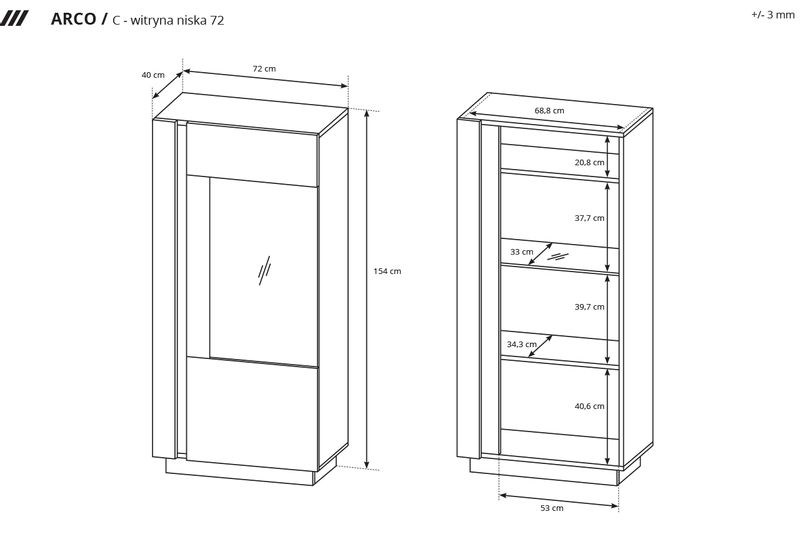 Witryna niska ALTO biały połysk + dąb grandon zdjęcie 5