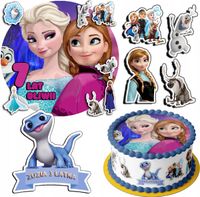 ZESTAW OPŁATEK NA TORT 30CM + 17 POSTACI - KRAINA LODU + IMIĘ 24CM 26 CM