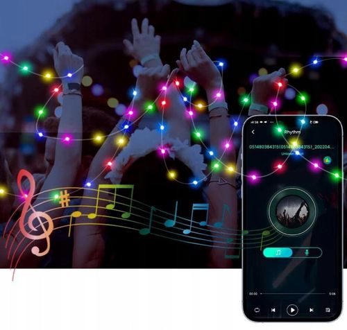 TAŚMA 200 LED INTELIGENTNE LAMPKI APLIKACJA BLUETOOTH PILOT STEROWANIE 20M na Arena.pl