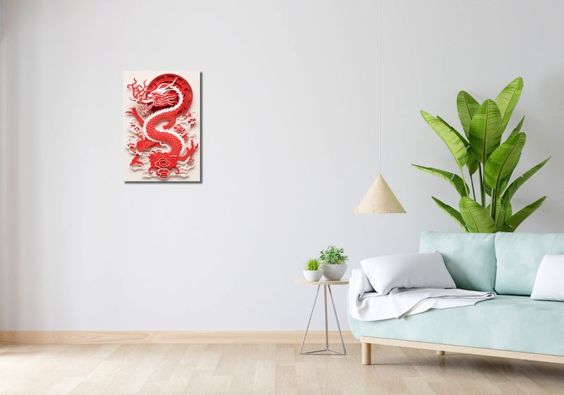 Obraz 40x60cm Czerwony Smok zdjęcie 2