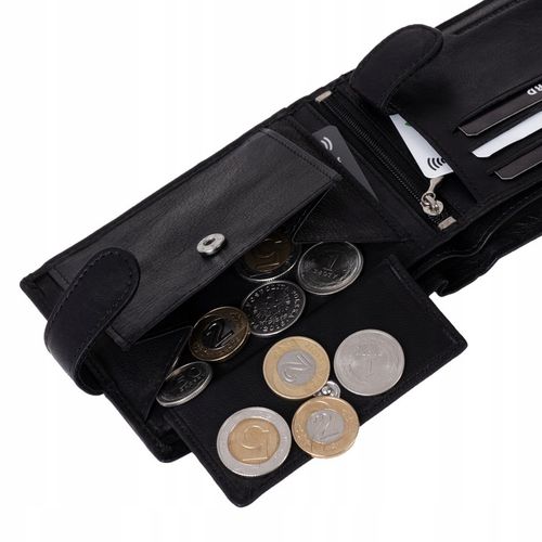 SEPHER Portfel 100% Skórzany Męski CZARNY zatrzask na Arena.pl