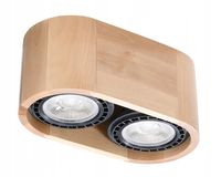Lampa oprawa sufitowy drewniana owalna naturalne drewno 2 pkt spot Sollux