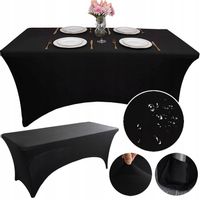 POKROWIEC NA STÓŁ OBRUS ELASTYCZNY BANKIETOWY CATERINGOWY SPANDEX CZARNY