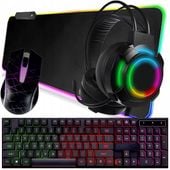 ZESTAW GAMINGOWY Słuchawki Nauszne + KLAWIATURA + MYSZ + PODKŁADKA RGB 4W1