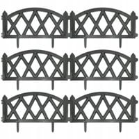 Płotek Ogrodowy Ozdobny Grafitowy Palisada Obrzeże VILDE 50 x 30 cm 6 szt.