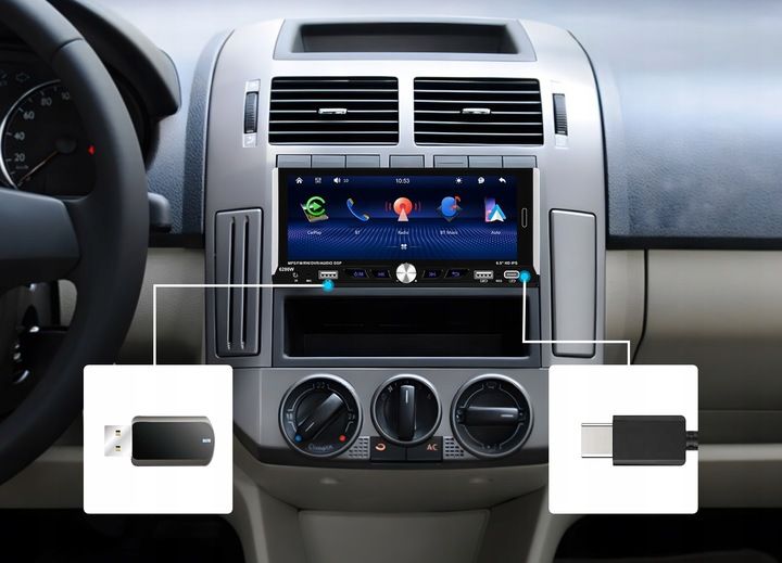 RADIO SAMOCHODOWE 1 DIN BEZPRZEWODOWY CARPLAY ANDROID AUTO MIRROR LINK zdjęcie 3
