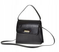 Laura Biaggi - mała torebka wizytowa kuferek czarny mat klapa lakier JP41