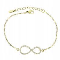 Bransoletka 14K Pozłacana Nieskończoność Cyrkonie 17+3 cm