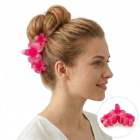 spinka do włosów klamra duża xl kwiat potrójny różowy 7 x 11cm sp386