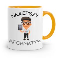 Kubek Żółty Informatyka Programisty Najlepszy Inf Z Nadrukiem Ze Zdjęciem