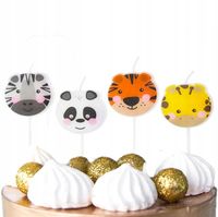 ŚWIECZKI URODZINOWE ZWIERZĘTA NA IMPREZĘ URODZINOWĄ DEKORACJA 4 SZT