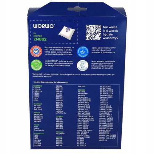 Worki do odkurzacza Zelmer Odyssey Meteor 2 Elf Aquawelt ZMB02 12 szt na Arena.pl