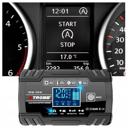 Prostownik SAMOCHODOWY AUTOMATYCZNY Z FUNKCJĄ NAPRAWY AKUMULATORÓW 12V 24V na Arena.pl