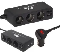 TRÓJNIK ROZDZIELACZ ZAPALNICZKI 12-24V 2xUSB 120W