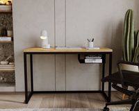 Emaga Biurko loftowe stal Livio czarne 120cm x 50cm dąb