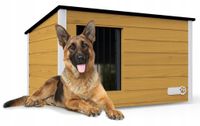 Drewniania ocieplana buda dla psa rozmiar XL płaski dach + kurtyna