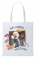 Donald Tusk Platforma Torba Eco Biała Shopper Z Nadrukiem Ze Zdjęciem