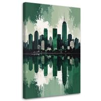 Obraz do salonu sypialni biura, Nowoczesne Miasto Budynki zielony