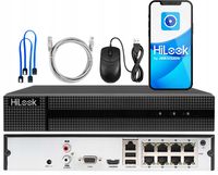 REJESTRATOR MONITORINGU IP ZE SWITCH'EM POE 8 KAMER 8Mpx CYFROWY HILOOK