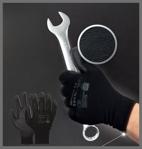rękawice robocze mercator tech black+black pu - m - 12 par na Arena.pl