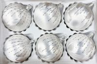 Bombki szklane 8cm 6 sztuk Ręcznie zdobione. Produkt polski (biały)