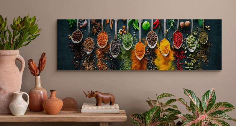 Obraz Panoramiczny Canvas ŁYŻKI Przyprawy Zioła Jedzenie 145cm x 45cm zdjęcie 4