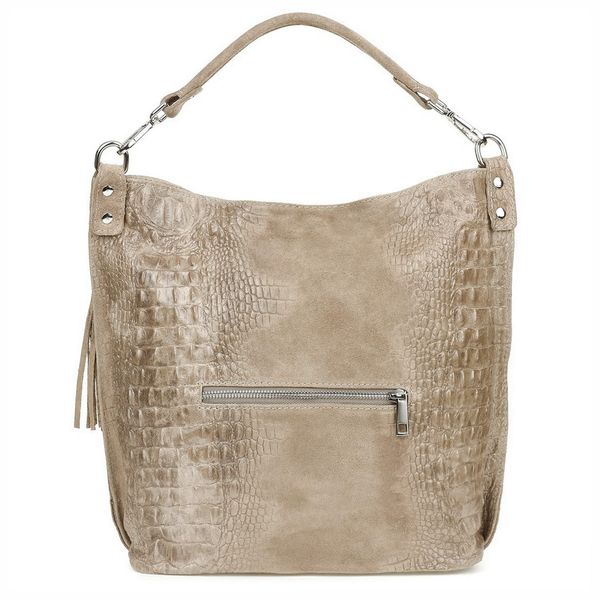 VERA PELLE torebka zamszowa worek kroko z paskiem na ramię V476 c.jeansowa zdjęcie 3