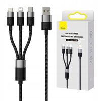 BASEUS UNIWERSALNY WYTRZYMAŁY KABEL USB 3W1 USB-C MICRO LIGHTNING 3.5A 1,2M