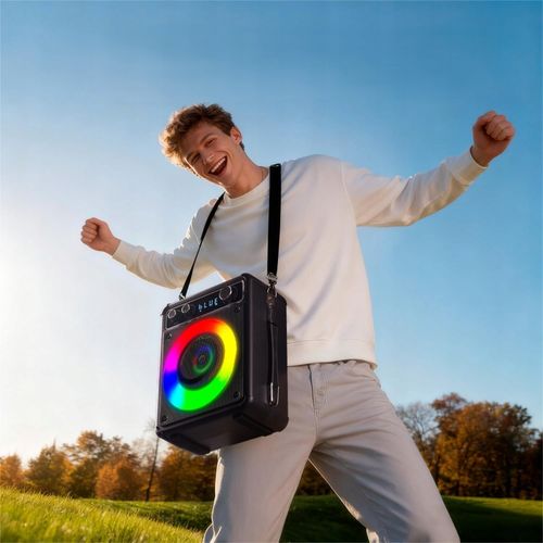 Karaoke Zestaw Bluetooth Głośnik Bezprzewodowy Dwa Mikrofony Światła Led na Arena.pl