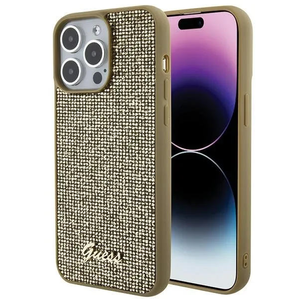 Etui Guess Disco Metal Script na iPhone 15 Pro Max - złote zdjęcie 1