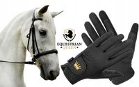 Rękawiczki jeździeckie EQUESTRIAN QUEEN Bali antypoślizgowe czarne S