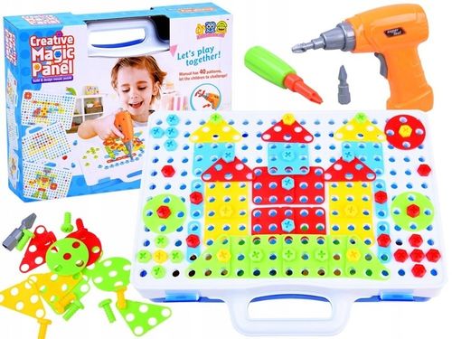 WKRĘTARKA ZESTAW KONSTRUKCYJNY dla dzieci ŚRUBKI 3D Kolorowe klocki Kuferek na Arena.pl