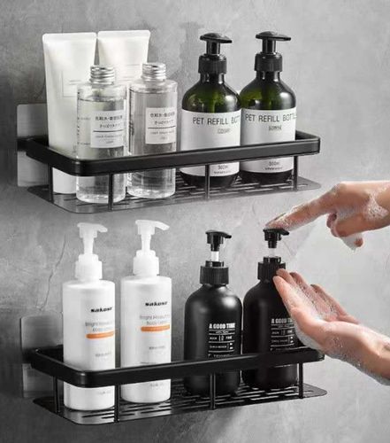 PÓŁKA ŁAZIENKOWA WISZĄCA POD PRYSZNIC 2 SZT LOFT CZARNA na Arena.pl