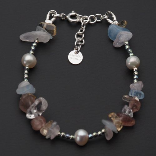 Bransoletka - Perła, Kwarc, Cytryn, Hematyt kostki i srebro na Arena.pl