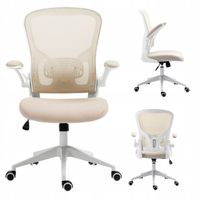 fotel bezowy obrotowy z siatki do nauki do biura jasny na kółkach furnitex