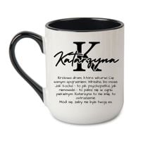 KUBEK Z IMIENIEM "KATARZYNA" Wzór - Elegant Coffee Czarny 330 ml