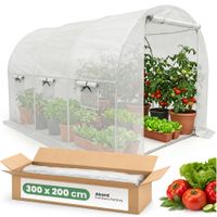 Szklarnia ogrodowa foliowa tunel 1 drzwi 6 okien Biała 200x300x200 cm