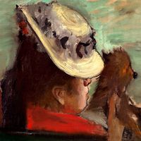 Lady with a Dog, Edgar Degas - plakat 40x40 cm