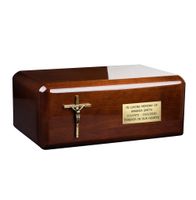 Urna z litego drewna Urna pogrzebowa na prochy dla dorosłych / Plakietka