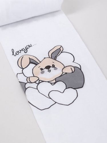 Rajstopy dziecięce lycra ze wzorem zajączka białe 40 DEN 128-134 YOCLUB na Arena.pl