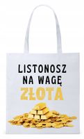 Dla Listonosza Prezent Torba Eco Biała Shopper Z Nadrukiem Ze Zdjęciem