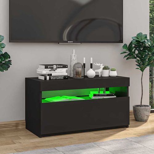 Szafka pod TV z oświetleniem LED, czarna, 75x35x40 cm na Arena.pl