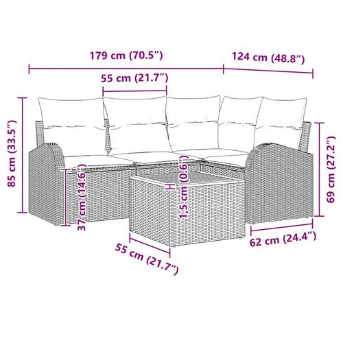 Zestaw Sof na Ogród 5 pcs Beżowy Polirattan na Arena.pl