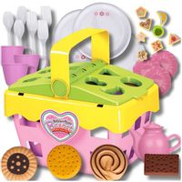 Sorter duży koszyk piknik talerzyk kubek układanka klocki + 26 akcesoriów