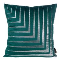 POSZEWKA WELUR VELVET WZÓR PASKI 45X45CM TURKUSOWA