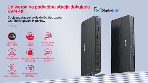 Unitek Przełącznik KVM 2 komputery 2 monitory 4K na Arena.pl
