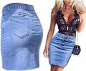 #E1157 BŁĘKITNA JEANS denim MINIÓWA SPÓDNICA M